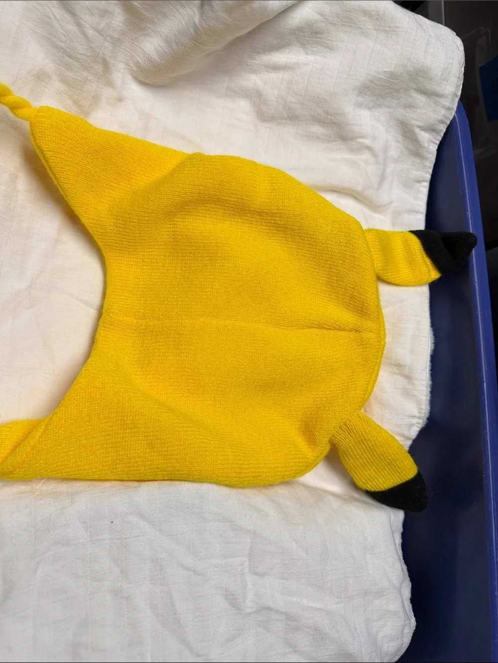 Pokemon Pikachu Bright Yellow Knit Hat with Red Cheeks and Black Ear Tips